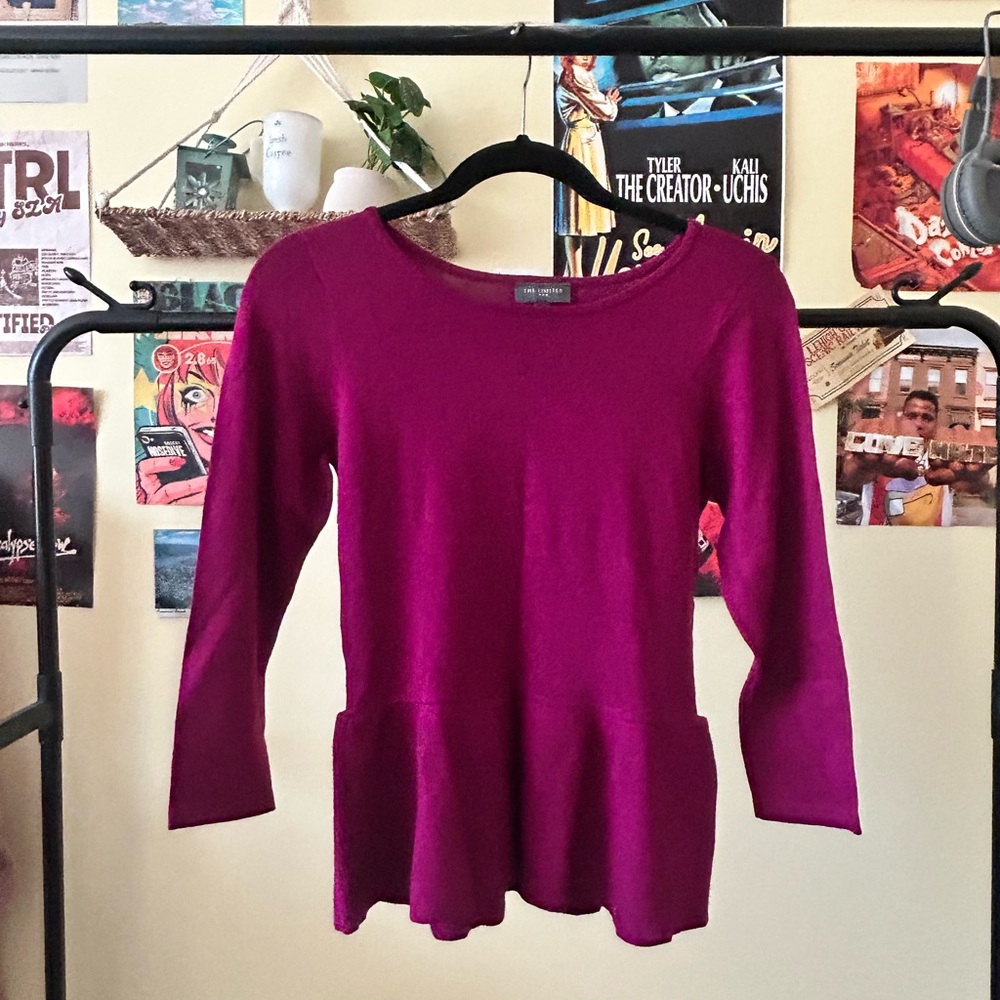 BRAND NEW The Limited Fuchsia Peplum Blouse